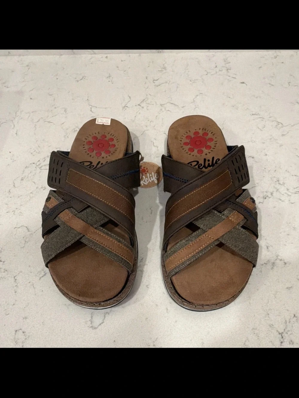 Spring Step Hazman-BR Men’s Brown Slide Sandals Synthetic SlipOn US 9.5/10 EU43